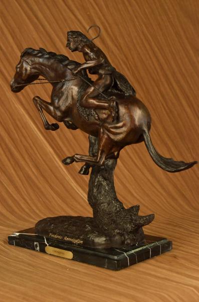Frederick Remington Cheyenne Bronze Sculpture Marble Base Heavy Solid