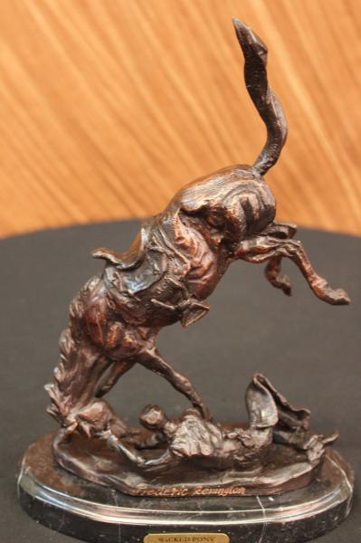 Wicked Pony by Frederic Remington Solid Bronze Statue Art Perfect