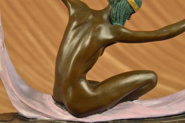 Scarf Dancer Pure Bronze Art Deco Dancer Signed Mirval Sculpture 