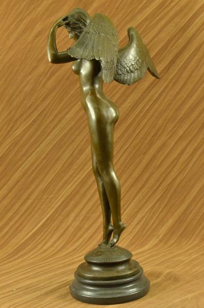 Art Deco Nude Female with Goat Bronze Sculpture Lost Wax 