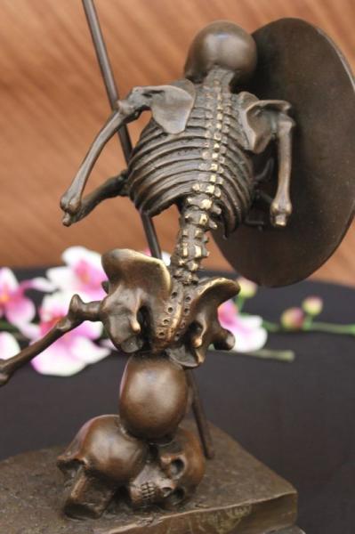 signed Milo, Bronze Skull Skeleton Warrior sculpture Statue Art 