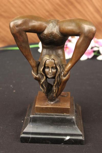 Hot Cast Bronze Art Deco Sculpture Nude Lady On Marble 