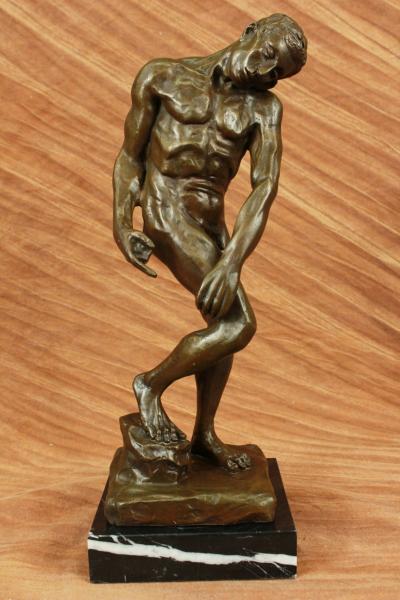 Modern Art Beige Abstract Nude Male Gagged Bondage Bronze 