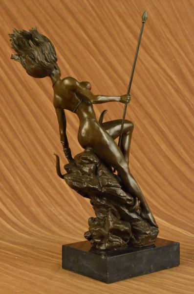Signed Amazon Nude Woman With Sword Bronze Statue Sculpture Art Deco Figure | eBay