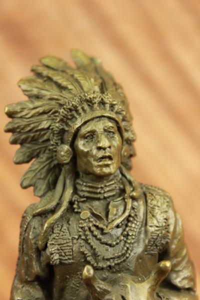 Rare Indian Native American Art Chief Ox Head Bronze 