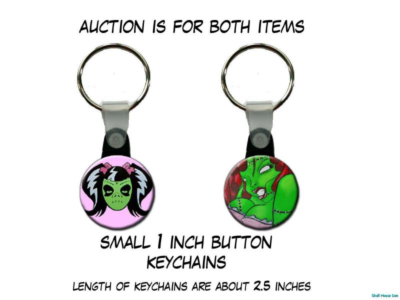 Zombie Pin Up Girl Jason Mask rockabilly kitsch set of 2 Key Chains 