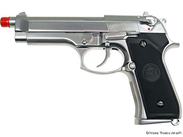 WE FULL METAL Silver M9 Gas Blowback Airsoft Pistol Gun  