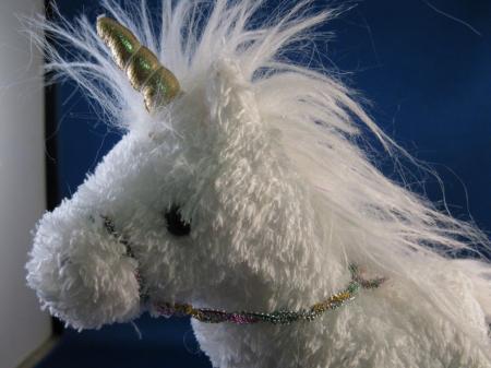 Douglas Cuddle Toy White Unicorn Plush Gold Horn  