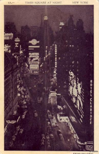 Hotel Claridge Times Square Night New York City NY 1937