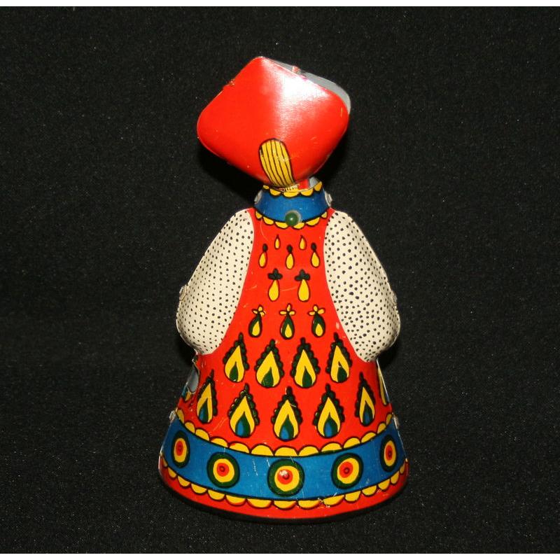 Vintage Russian Folk Costume Wind Up Tin Toy Doll  