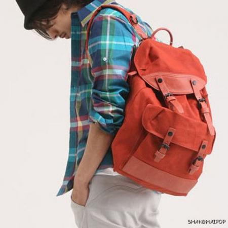 Canvas Rucksack Backpack Japanese Retro Bag Book Red  
