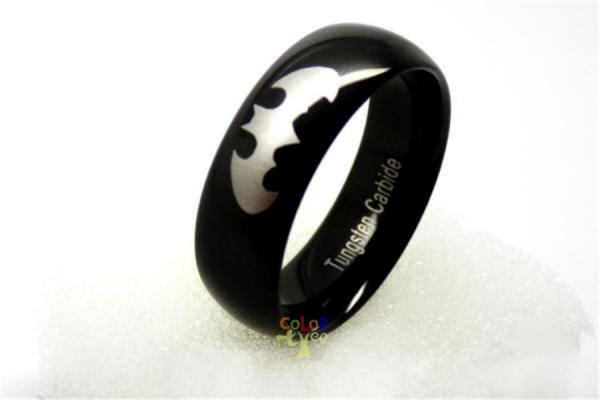 ... 8mm New Black Batman Tungsten Carbide Dome Ring Promise Wedding Band