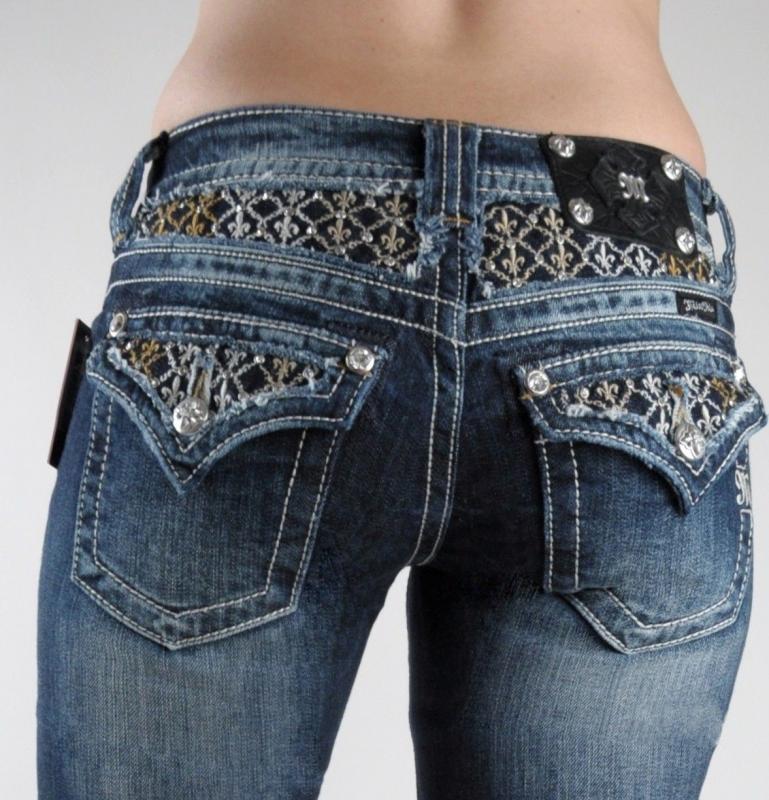 Miss Me Jeans New Filigree Fields Of Fleur De Lis Cut-Out Crystal Boot ...