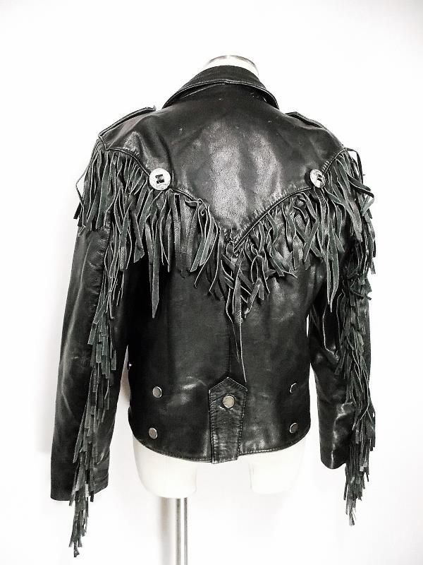 Open Road Jacket Sz M Leather Vtg Concho Fringe Motorcycle Worn Black ...