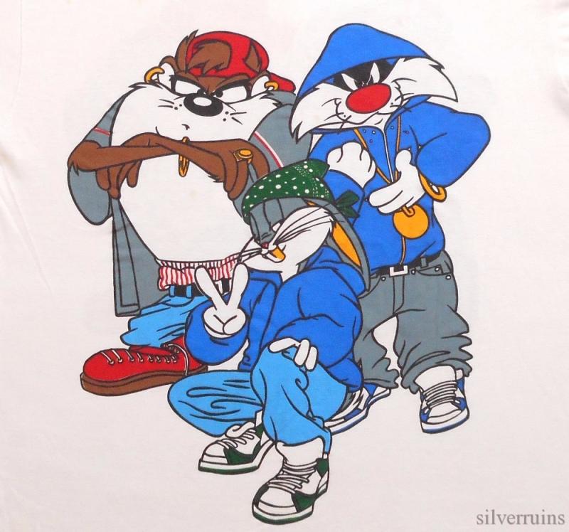 LOONEY TUNES Vintage T Shirt 90's RAP HIP HOP Bugs Bunny TAZ Sylvester