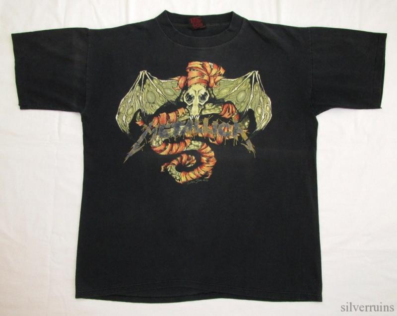 METALLICA Vintage T Shirt 90's Tour Concert 1991 PUSHEAD BAT ROAM Black ...