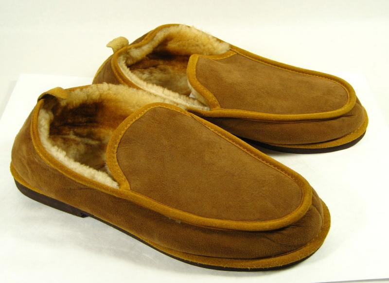 Men's LL Bean Soft Warm Faux Suede Brown Fleece Lined Slippers Shoes Sz ...