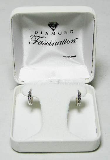 14k White Gold Diamond Hoop Earrings by Diamond Fascination
