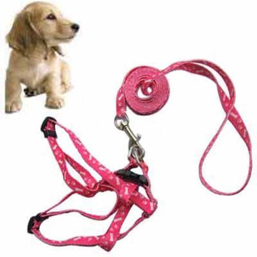 Pet Pink Dog Lead Bone Print Fit Small Dog 2 5lb Nylon Pulling Harness Leash