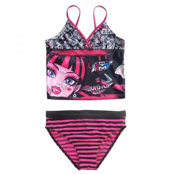 Monster High Skull Girls Striped Tankini Swimsuit Swimwear Bathing Suit 8 10 12