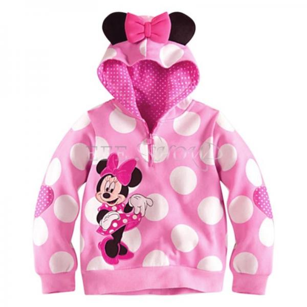 Polka Dots Toddler Girls Minnie Mouse Ears T Shirt Hooded Spring Fall Tops Sz 4T