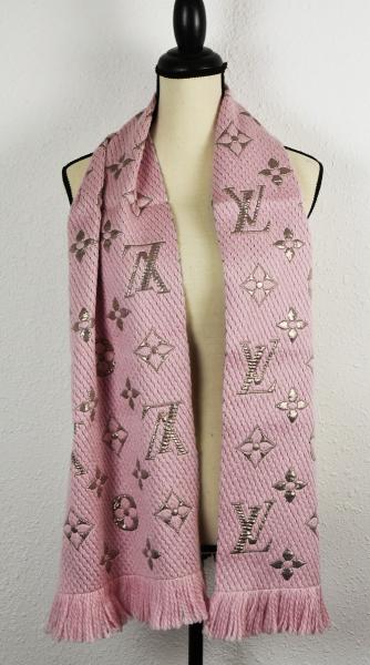 NEW LV Wool Logomania Shine Scarf 100% Authentic M70466 Louis Vuitton PINK GOLD | eBay