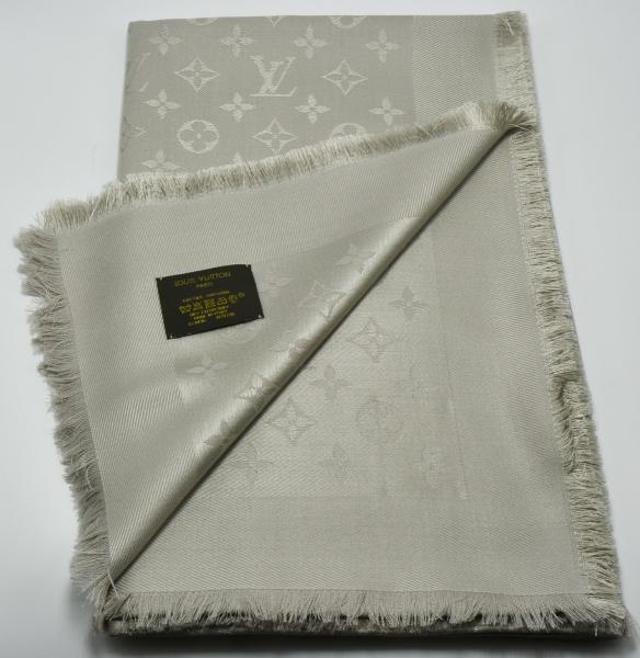 NEW LV GREIGE Monogram Silk/Wool Scarf/Shawl 100% Authentic M71336 Louis Vuitton | eBay