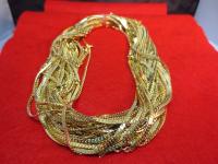 WHOLESALE LOT OF 5 14KT GOLD PLATED 16 INCH 2.5MM HERRINGBONE CHAIN NECKLACE