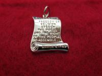 14 KT GOLD EP BILL OF RIGHTS  PATRIOTIC CHARM PENDANT WITH 16/" ROPE CHAIN-307