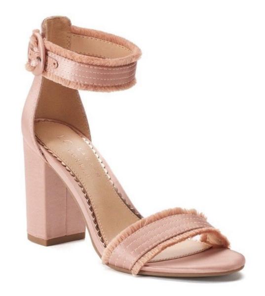 $60 Lauren Conrad Blush Pink Satin Strappy Heel Sandals Admirer Bush ...