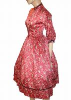 Vtg 50s Emma DOMB Red SILK Crinoline PARTY Dress XS 32B  