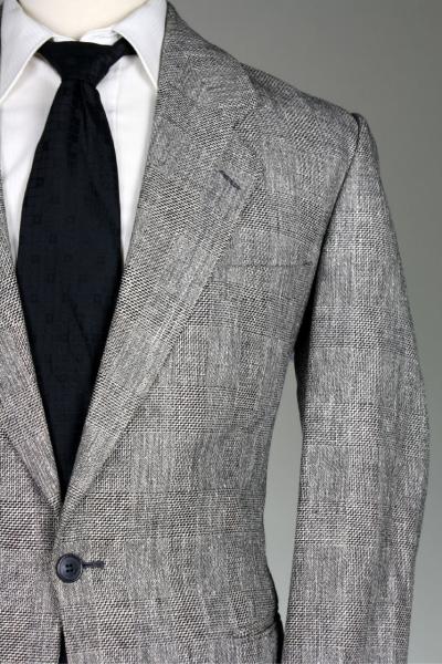 Vintage Yves Saint Laurent Black/Gray Wool Check 44 R Plaid Blazer 