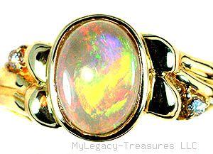 best night solid opal diamonds 14K gold engagement ring bridal 