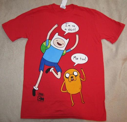 Adventure Time w Jake and Finn Red Adult Men's Tee T Shirt Sz S