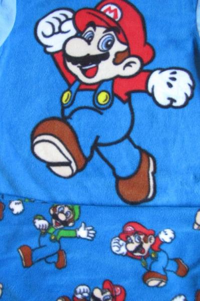 Nintendo Super Mario 2pc Blue Fleece Plush Pajamas PJs Sz 7 8