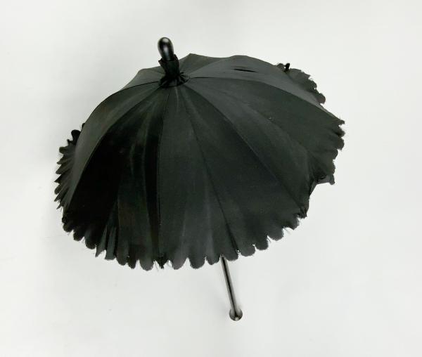 Antique Parasol 1860's Black Silk Mourning Parasol Folding Handle ...