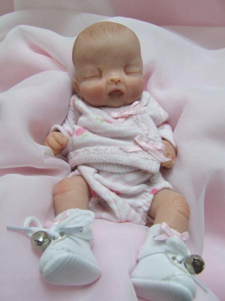 OOAK Sculpted Baby Girl Polymer Clay Art Doll Collectible Poseable Miniature