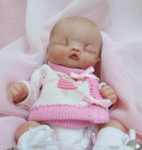 OOAK Sculpted Baby Girl Polymer Clay Art Doll Collectible Poseable Miniature