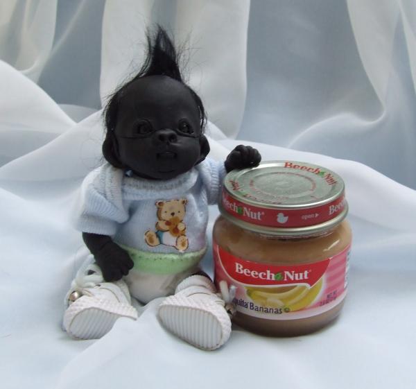   Baby Gorilla Monkey Sculpted Polymer Clay Art Doll Poseable  