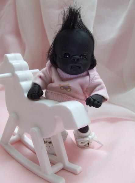 OOAK Baby Gorilla Monkey Sculpted Polymer Clay Art Doll Collectible