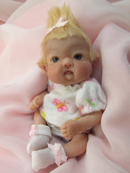   Sculpted Baby Girl Leprechan Fairy Polymer Clay Art Doll Collectible