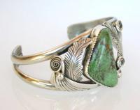 Vintage Old Pawn Dead Pawn Sterling Silver Turquoise Womens Cuff 
