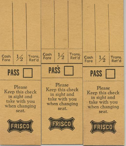 1950s St. Louis San Francisco Railway - Frisco Railroad seat check coupons | eBay