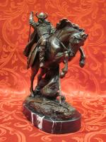 Art Deco Bronze Sculpture Statue Figure Horse Viking Warrior Sword 
