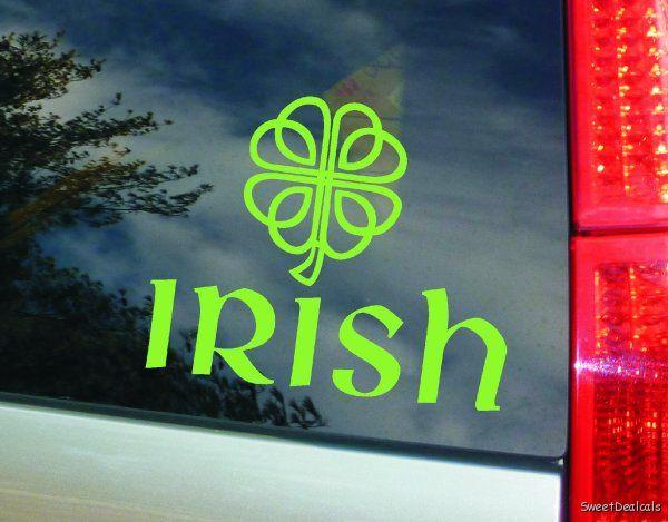 Irish Celtic Four Leaf Clover Vinyl Sticker Decal for Car Truck 6" x 5"