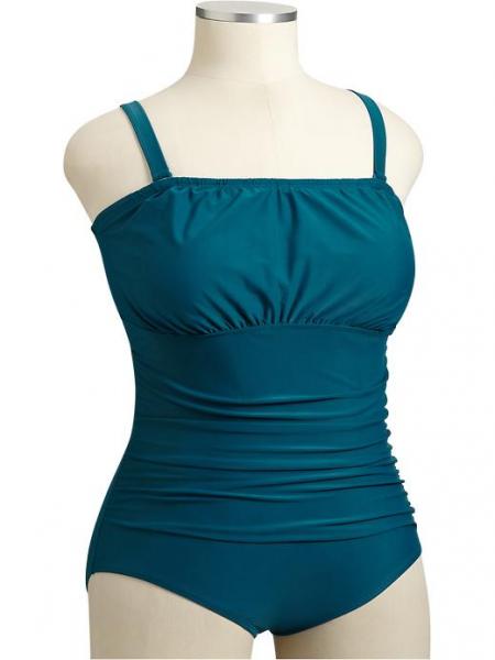 Old Navy 1X Nwot Womens Plus Teal Ruched Bandeau One Piece Swimsuit 1X ...