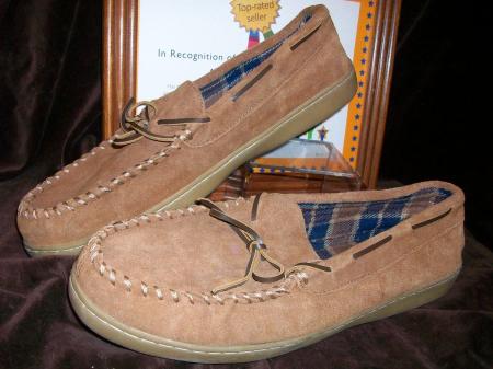 PURITAN MENS SIZE 13 BROWN SUEDE LEATHER HOUSE SHOES SLIPPERS MOCCASINS ...