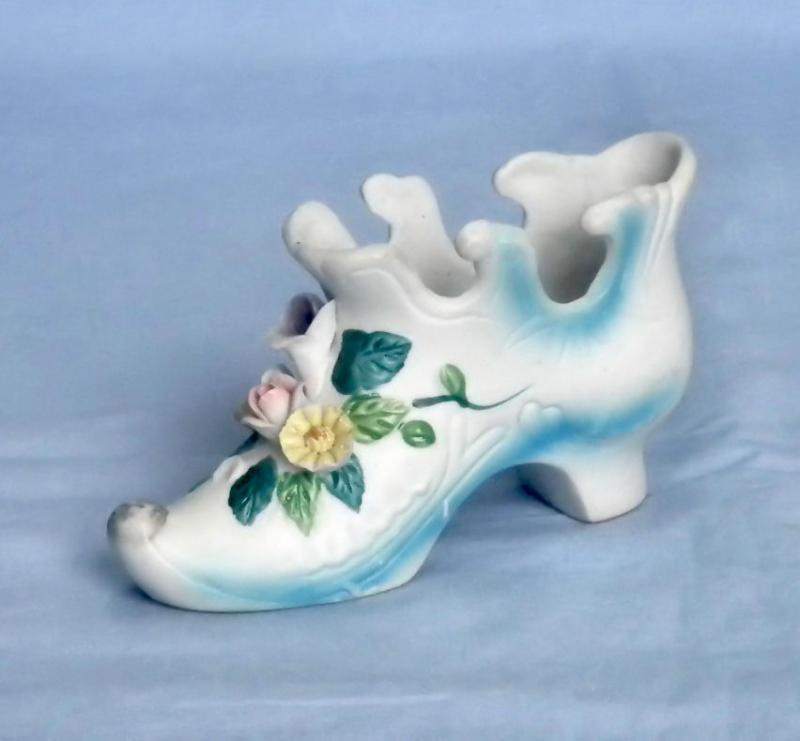 Vintage Bisque Porcelain Miniature Slipper Figurine  