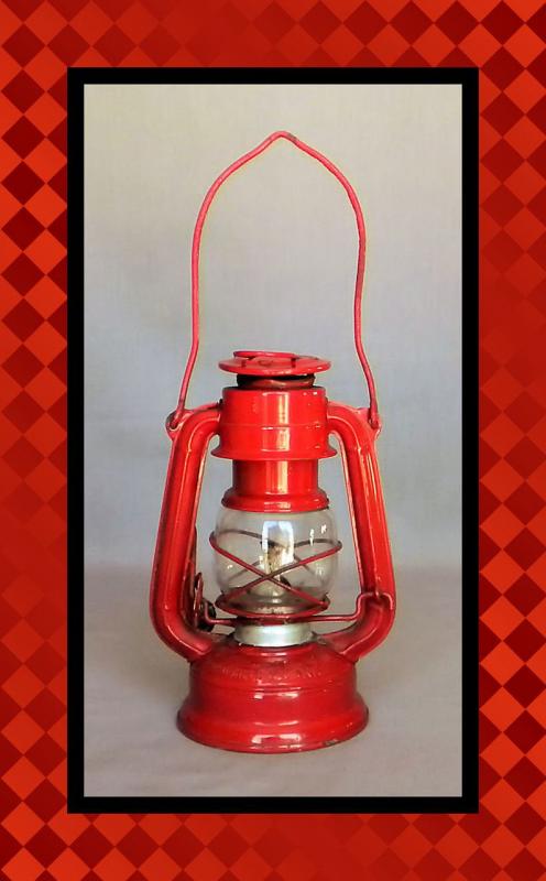 Vtg Red Kerosene Lantern Winged Wheel Japan No 350
