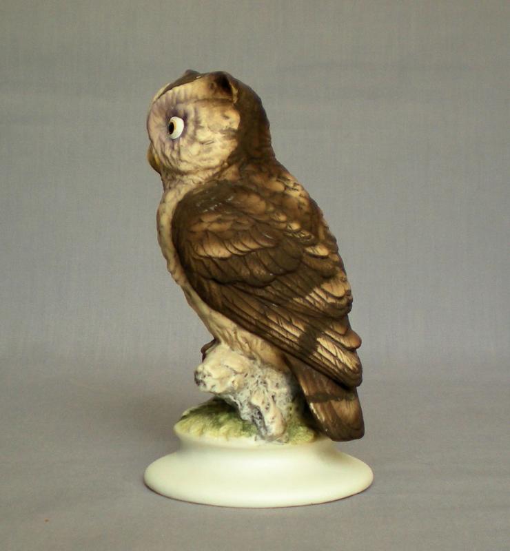 Vtg Hand Painted Lefton China Horned Owl Bird Bisque Porcelain